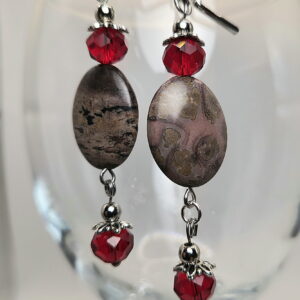 Beautiful picture Jasper stone beads with red bead accents